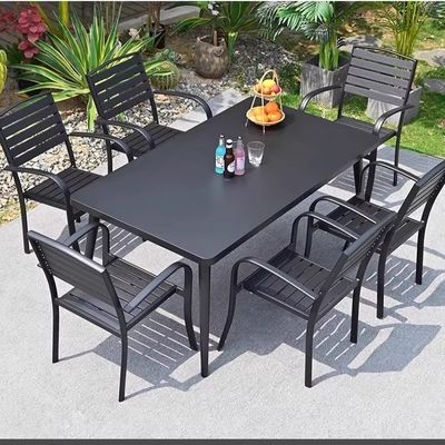 Outdoor table and chair set made of black aluminum alloy (Внешний стол и стул, сделанный из черного алюминиевого сплава)